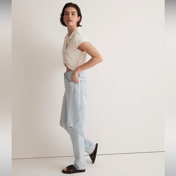 Madewell NWT The Tall Slouchy Boyjean Ripped Edition Size 31T - Picture 3 of 10